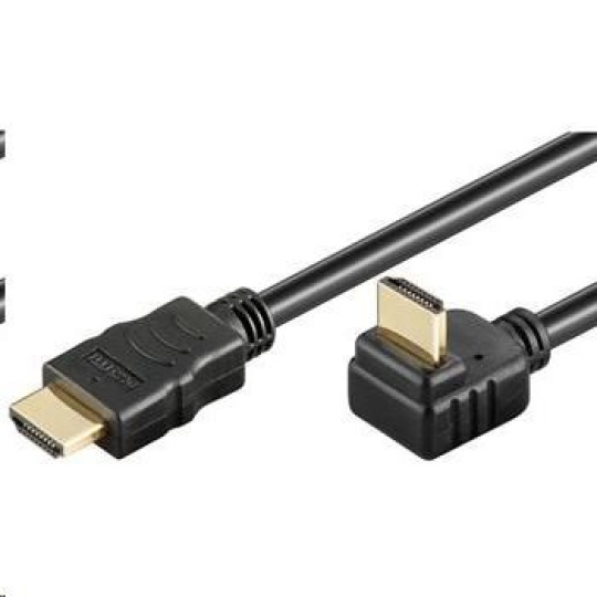 Vysokorýchlostný kábel HDMI+Ethernet PremiumCord, pozlátený zahnutý konektor 270° 2 m